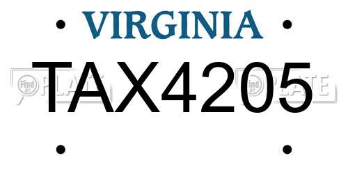 TAX4205 Virginia License Plate