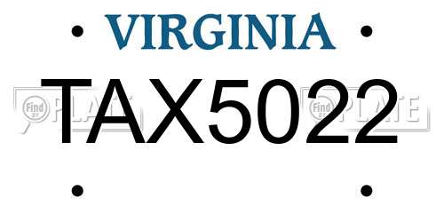 TAX5022 Virginia License Plate