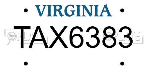 TAX6383 Virginia License Plate