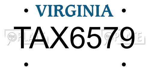 TAX6579 Virginia License Plate