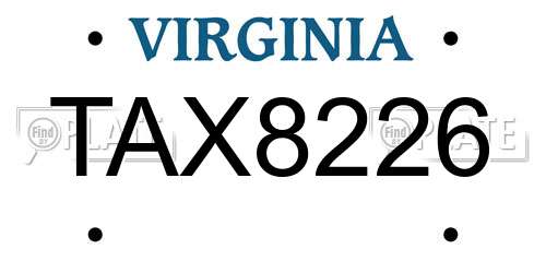 TAX8226 Virginia License Plate
