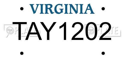 TAY1202 Virginia License Plate