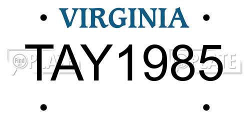 TAY1985 Virginia License Plate