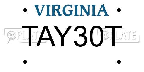 TAY30T Virginia License Plate
