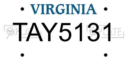 TAY5131 Virginia License Plate