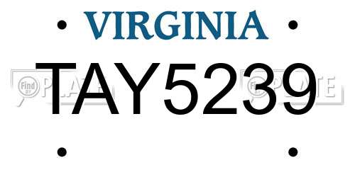 TAY5239 Virginia License Plate