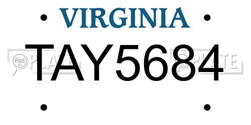 TAY5684 Virginia License Plate