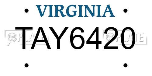 TAY6420 Virginia License Plate