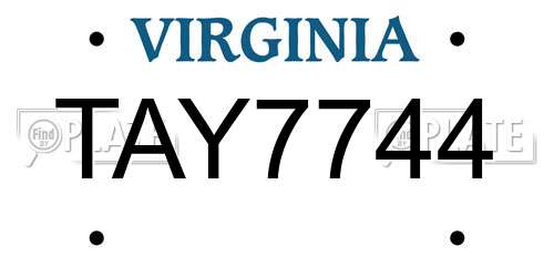 TAY7744 Virginia License Plate