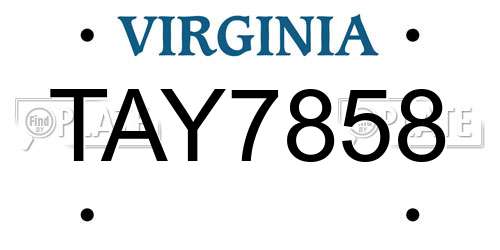 TAY7858 Virginia License Plate