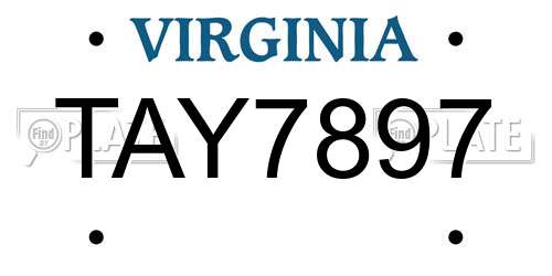 TAY7897 Virginia License Plate
