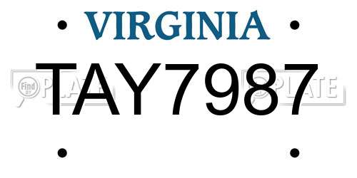 TAY7987 Virginia License Plate