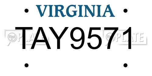 TAY9571 Virginia License Plate