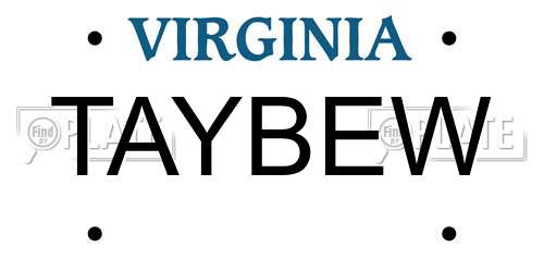 TAYBEW Virginia License Plate