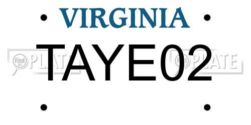 TAYE02 Virginia License Plate