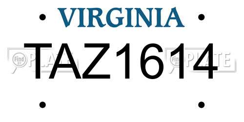 TAZ1614 Virginia License Plate