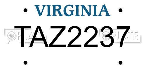TAZ2237 Virginia License Plate