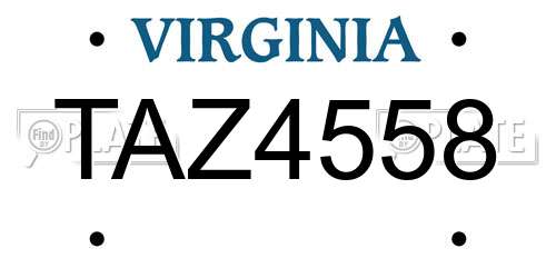 TAZ4558 Virginia License Plate