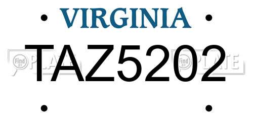 TAZ5202 Virginia License Plate