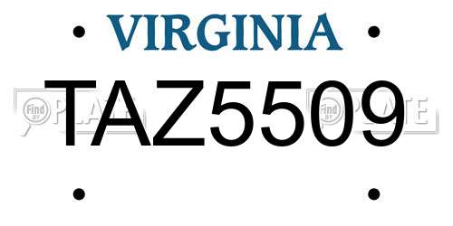 TAZ5509 Virginia License Plate