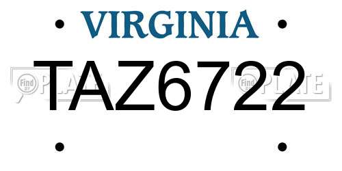 TAZ6722 Virginia License Plate