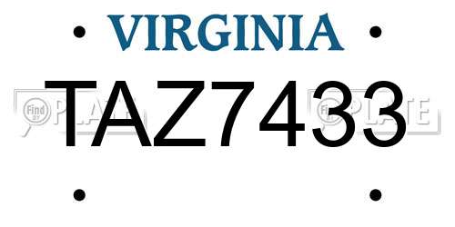 TAZ7433 Virginia License Plate