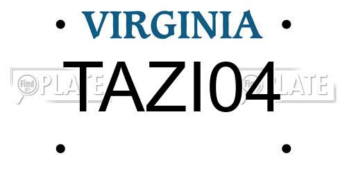 TAZI04 Virginia License Plate