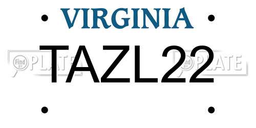 TAZL22 Virginia License Plate