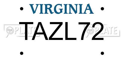 TAZL72 Virginia License Plate