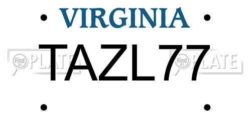TAZL77 Virginia License Plate