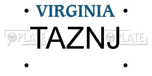 TAZNJ Virginia License Plate