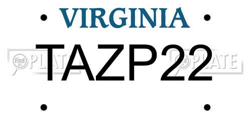 TAZP22 Virginia License Plate