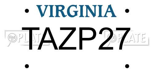 TAZP27 Virginia License Plate
