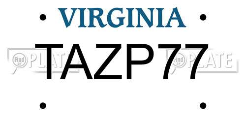 TAZP77 Virginia License Plate