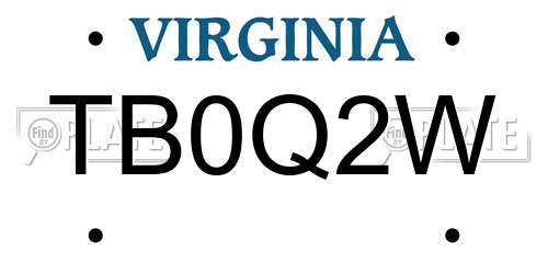 TB0Q2W Virginia License Plate