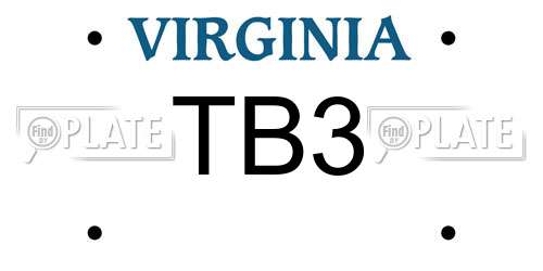 TB3 Virginia License Plate