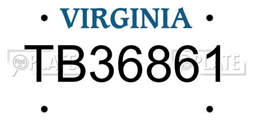 TB36861 Virginia License Plate