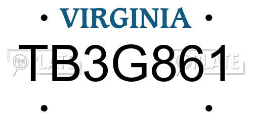 TB3G861 Virginia License Plate