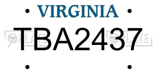 TBA2437 Virginia License Plate