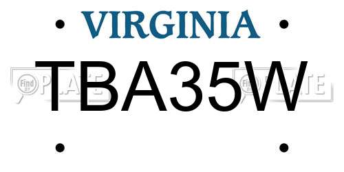 TBA35W Virginia License Plate