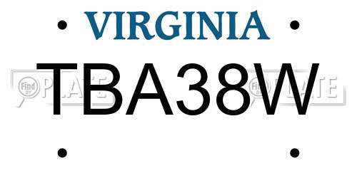 TBA38W Virginia License Plate