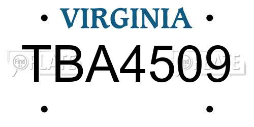TBA4509 Virginia License Plate
