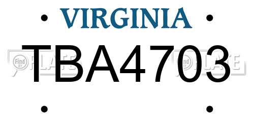 TBA4703 Virginia License Plate