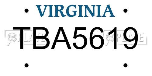 TBA5619 Virginia License Plate