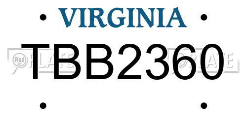 TBB2360 Virginia License Plate