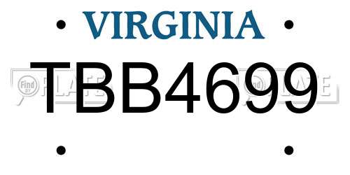 TBB4699 Virginia License Plate