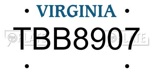 TBB8907 Virginia License Plate