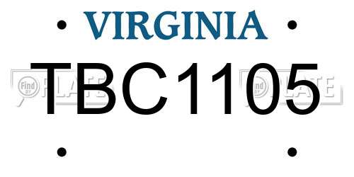 TBC1105 Virginia License Plate