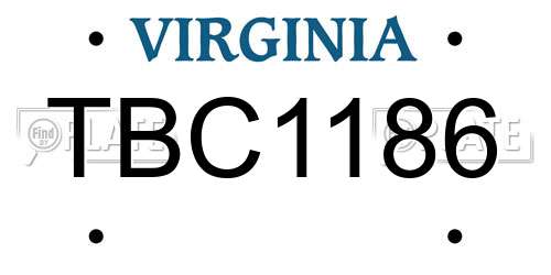 TBC1186 Virginia License Plate