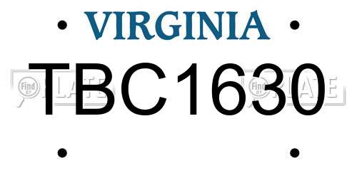 TBC1630 Virginia License Plate